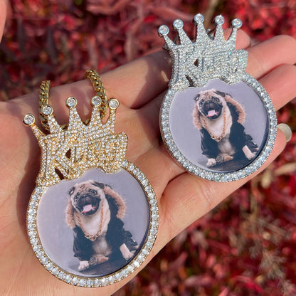 King Crown Bail Custom Photo Pendant Necklace – Iced Out Hip Hop Jewelry