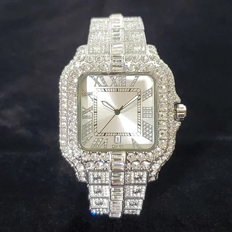 Luxury Brand Silver Watch for Men | Hip Hop Iced Out Original Reloj Hombre | Cool Shiny Jewelry Clock | 2026 Fashion Dropshipping | Caratix - CaratixJewelry