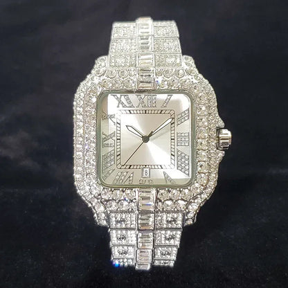 Luxury Brand Silver Watch for Men | Hip Hop Iced Out Original Reloj Hombre | Cool Shiny Jewelry Clock | 2026 Fashion Dropshipping | Caratix - CaratixJewelry