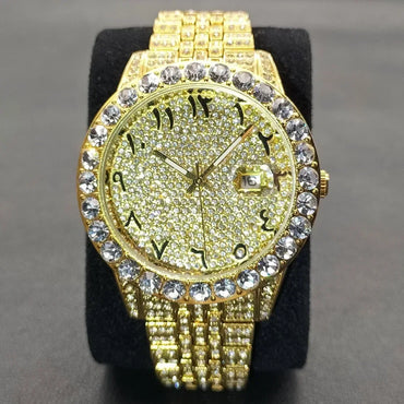 Luxury Silver Stainless Steel Men's Watch | Auto Date Quartz Wristwatch | Luminous Iced Out Watch | Reloj Hombre | Caratix - CaratixJewelry