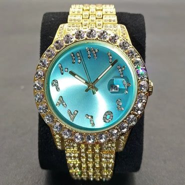 Luxury Silver Stainless Steel Men's Watch | Auto Date Quartz Wristwatch | Luminous Iced Out Watch | Reloj Hombre | Caratix - CaratixJewelry