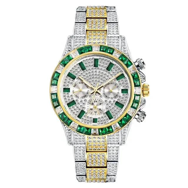 Luxury Six-Pin Men's Watch | Multifunctional Iced Out Watch | Stainless Steel Waterproof Quartz Wristwatch | Calendar Men’s Clock | Caratix - CaratixJewelry