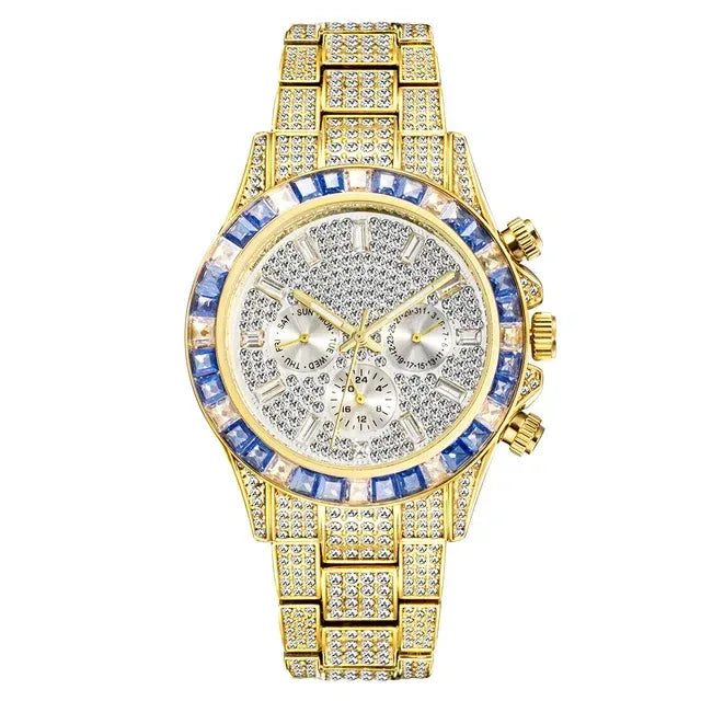 Luxury Six-Pin Men's Watch | Multifunctional Iced Out Watch | Stainless Steel Waterproof Quartz Wristwatch | Calendar Men’s Clock | Caratix - CaratixJewelry