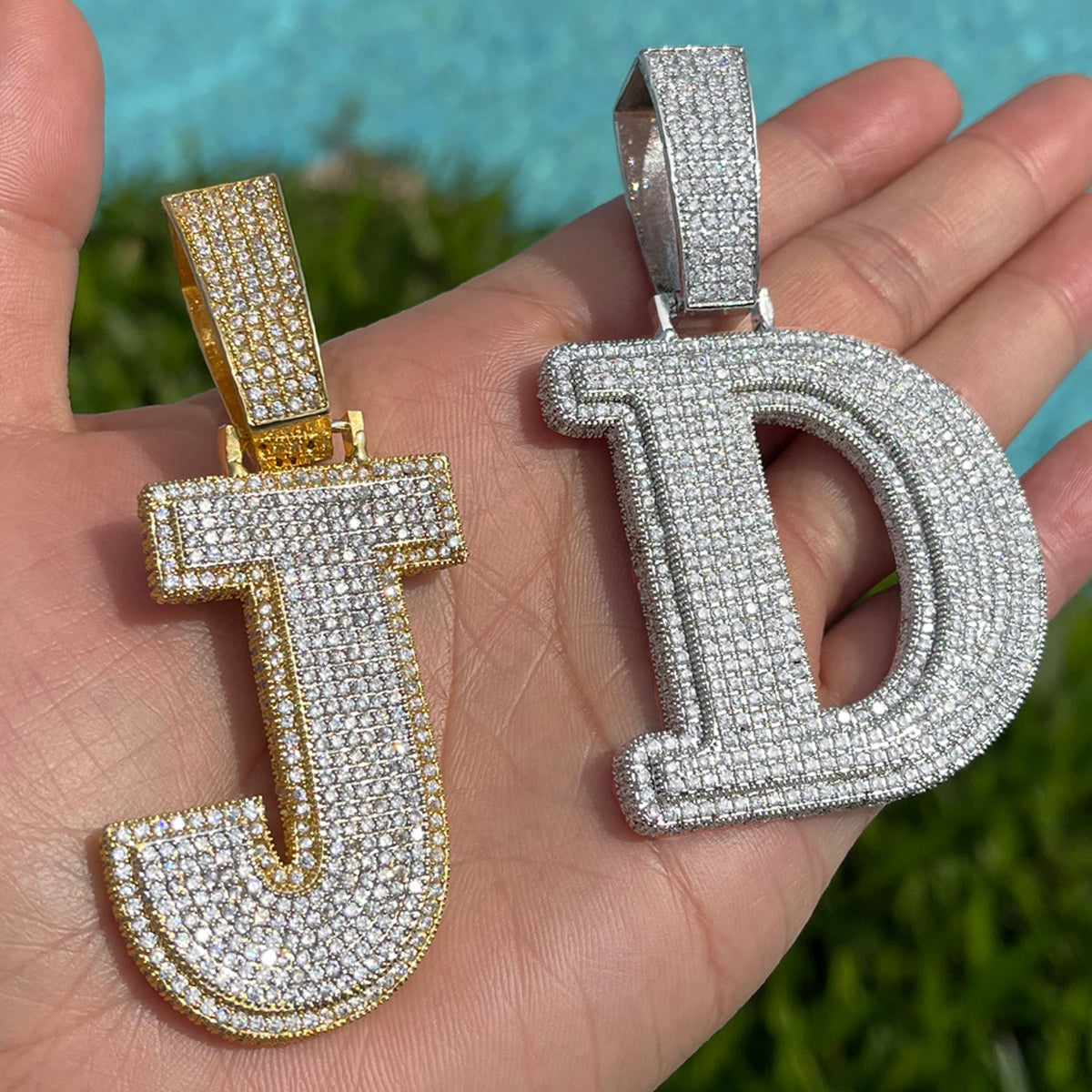 Diamond Clarity Initial Iced Out Custom Name Necklace Pendant 