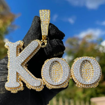 Two Tone Melting Edition Iced Out Personalized Custom Name Necklace Pendant - Luxury Custom Jewelry - CaratixJewelry