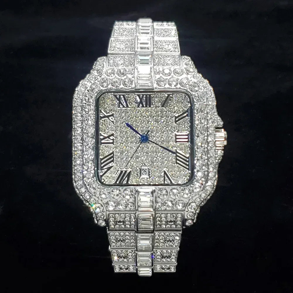 Luxury Square Men's Watch | Hip Hop Bling Bling Iced Out Watch | Stainless Steel Waterproof Fashion Clock | 2026 New Relogio | Caratix - CaratixJewelry
