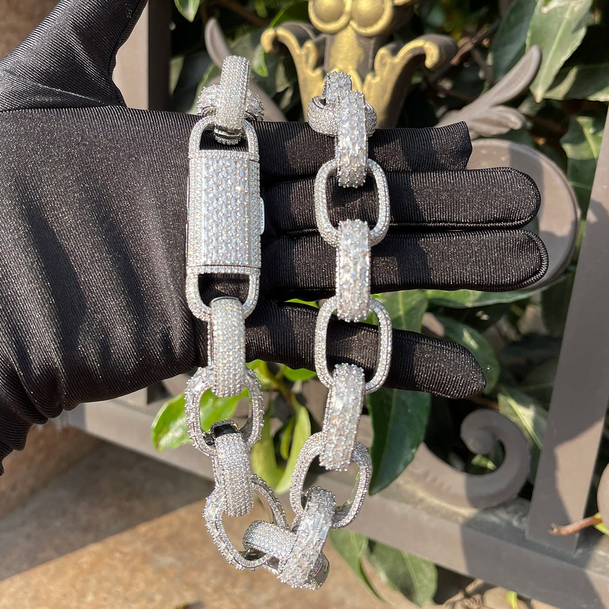 20MM Baguette and Stones Box Link Iced Out Diamond Necklace Chain – Luxury Hip Hop Jewelry for Men & Women