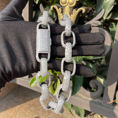 20MM Baguette and Stones Box Link Iced Out Diamond Necklace Chain – Luxury Hip Hop Jewelry for Men & Women