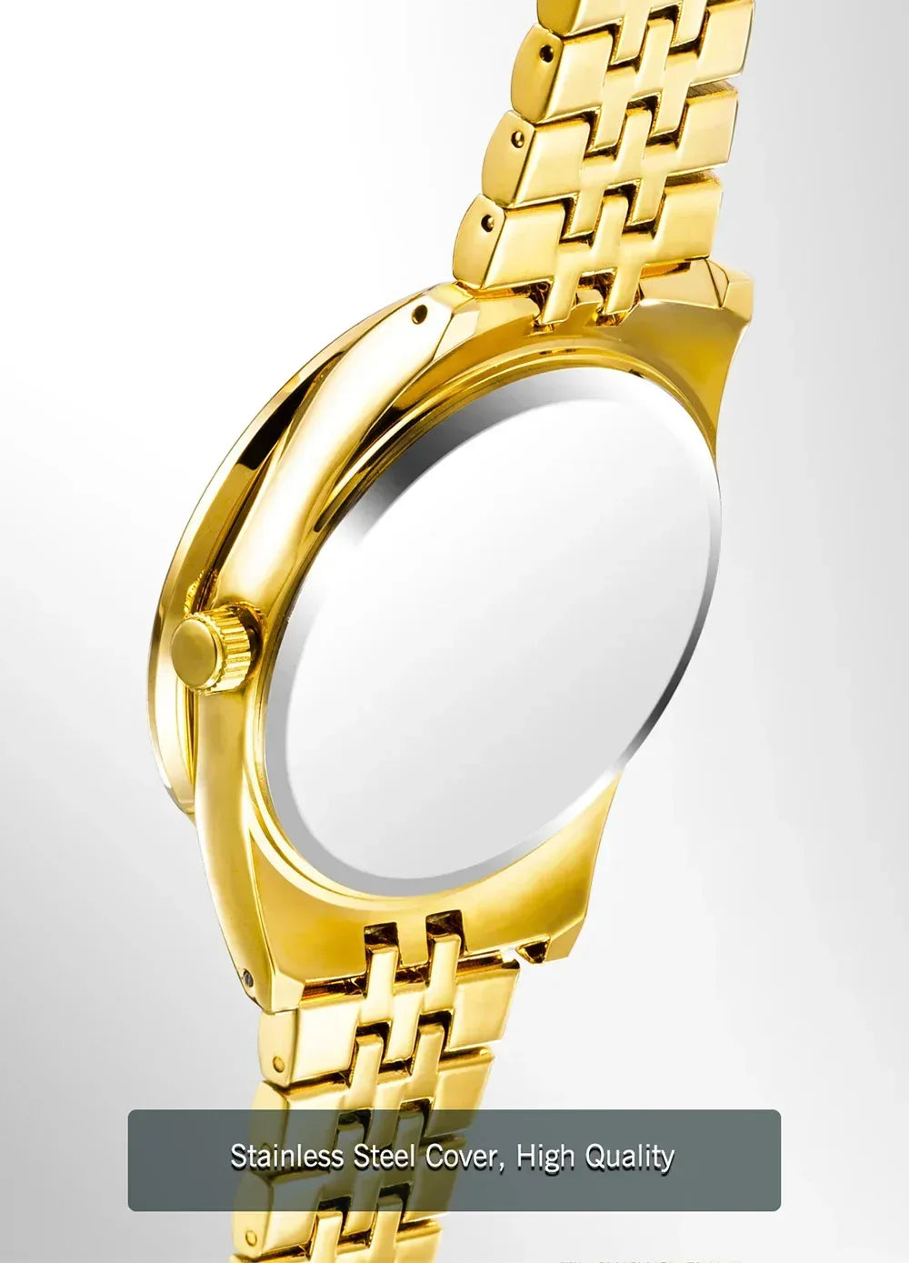 Luxury 18K Gold Men's Iced Out Watch | Full Stainless Steel Wristwatch | Luminous Waterproof Calendar Clock | Caratix - CaratixJewelry