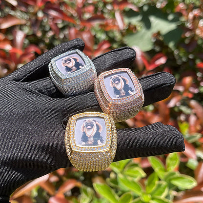 Photo Ice Frame Iced Out Diamond Ring – Custom Hip Hop Jewelry
