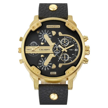 Luxury Top Brand Men's Big Dial Watch | Fashion Leather Band Quartz Wristwatch | Date Function Iced Out Watch | Relogio Masculino 2026 | Caratix - CaratixJewelry