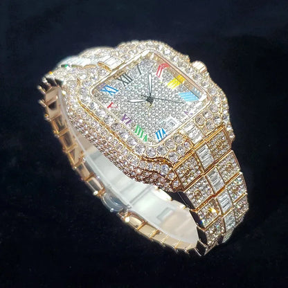 Luxury Rose Gold Square Watch for Men | 2026 New Hip Hop Iced Out Watch | Bling Rap Fashion Relogio Masculino for Party | Caratix - CaratixJewelry