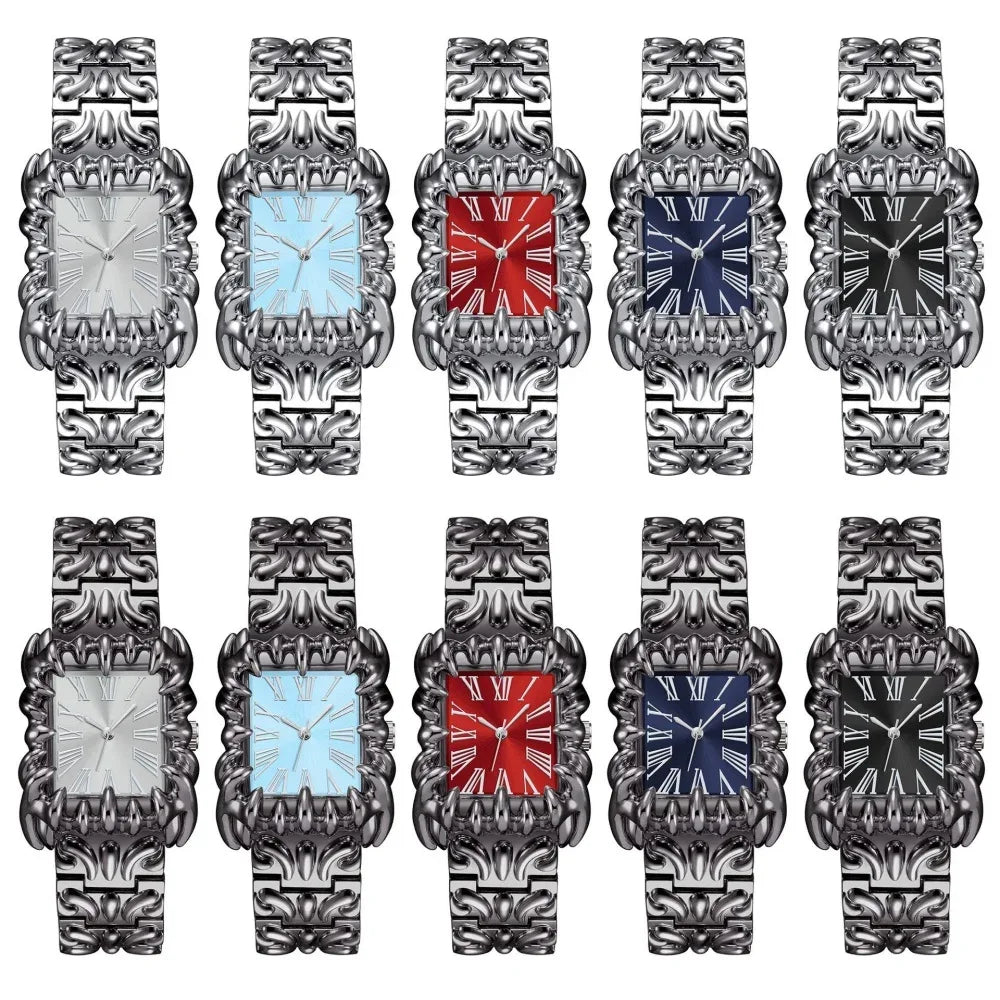 Luxury Claw Design Watch for Men & Women | Square Alabaster Roman Numeral Wristwatch | Iced Out Watch Gift | 2026 Relogio Dropshipping | Caratix - CaratixJewelry