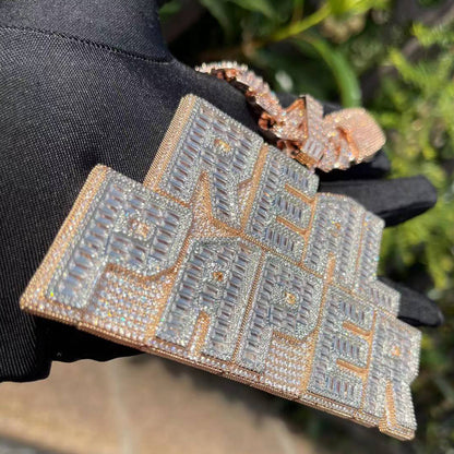 Rich Baguette & Diamond Iced Out Personalized Custom Name Necklace Pendant - Luxury Custom Jewelry