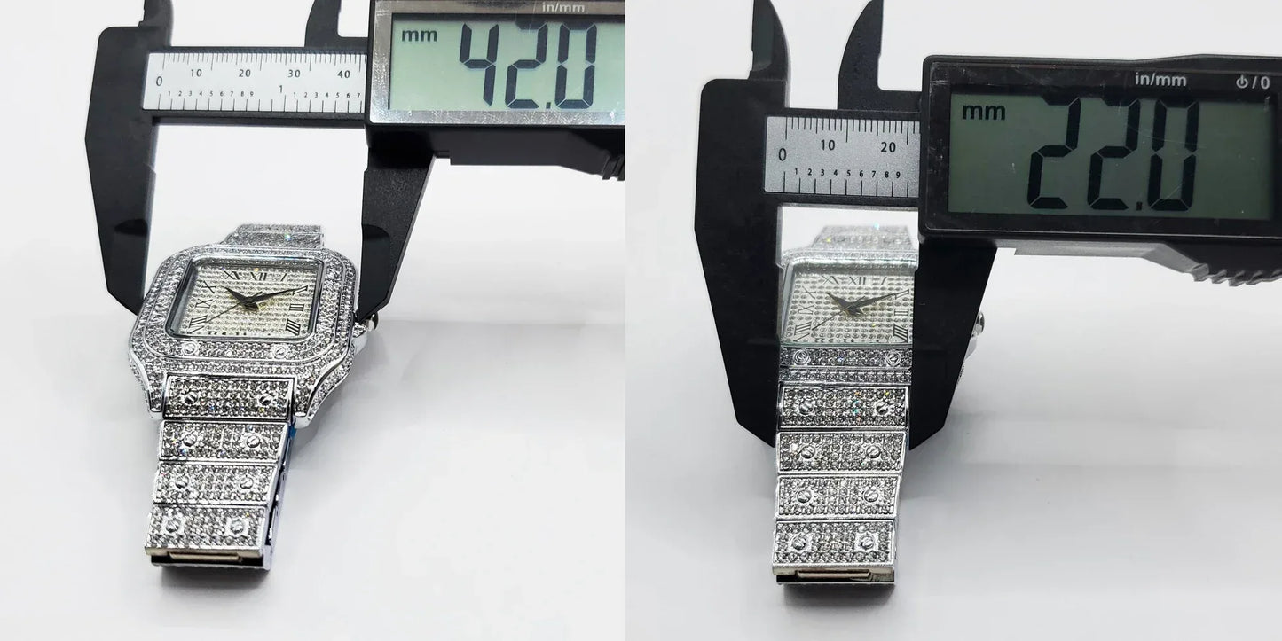 Luxury Square Iced Out Watch for Men | Full Quartz Wristwatch | Unique Bling Jewelry Reloj Para Hombre | Caratix - CaratixJewelry