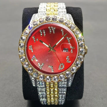 Luxury Silver Stainless Steel Men's Watch | Auto Date Quartz Wristwatch | Luminous Iced Out Watch | Reloj Hombre | Caratix - CaratixJewelry