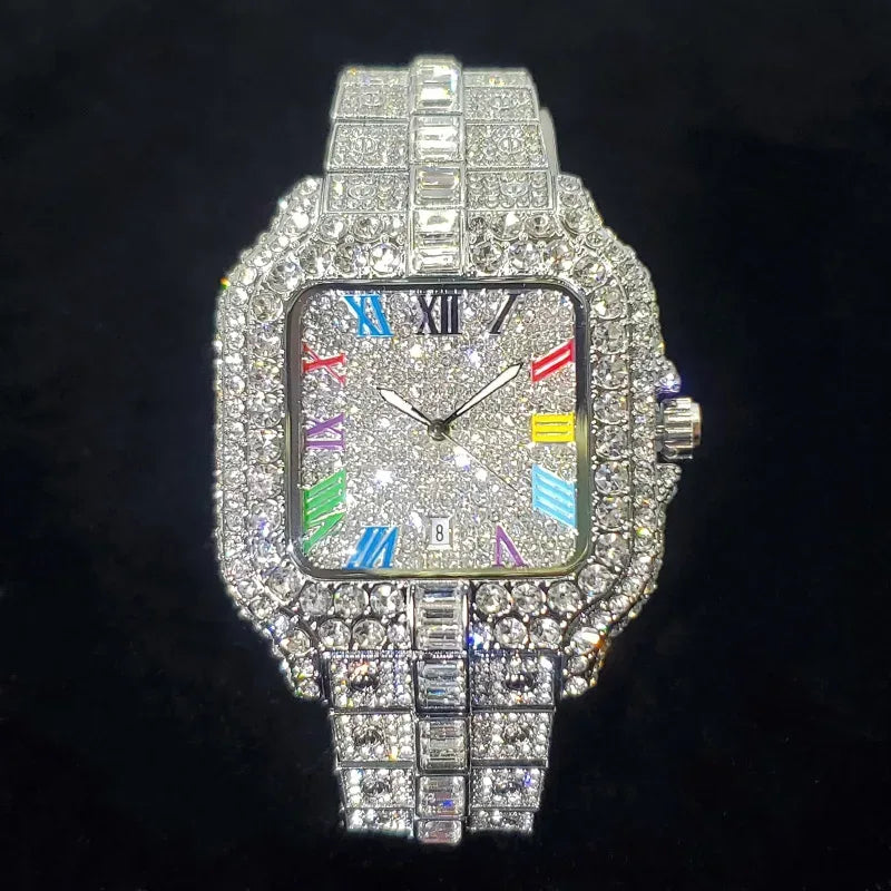 Luxury Rose Gold Square Watch for Men | 2026 New Hip Hop Iced Out Watch | Bling Rap Fashion Relogio Masculino for Party | Caratix - CaratixJewelry