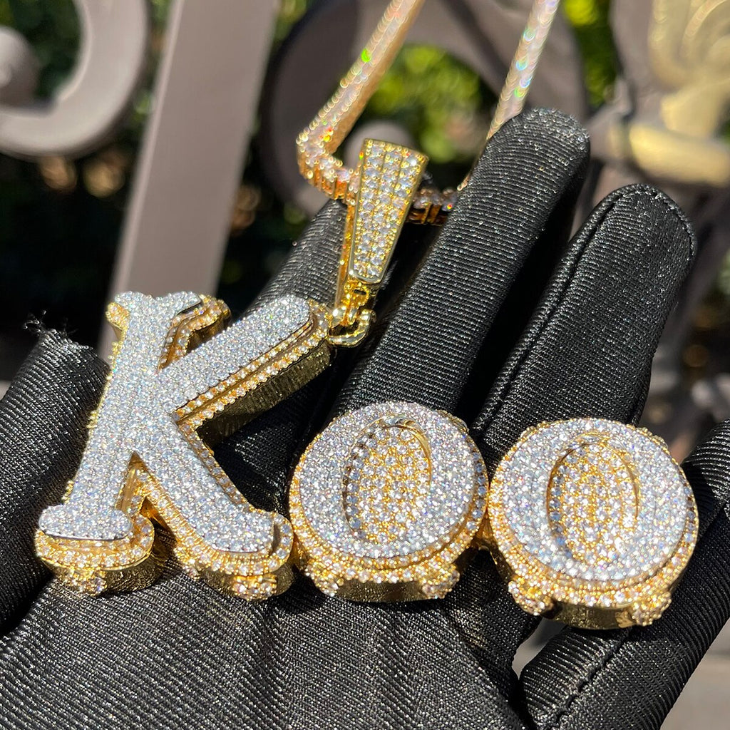 Two Tone Melting Edition Iced Out Personalized Custom Name Necklace Pendant