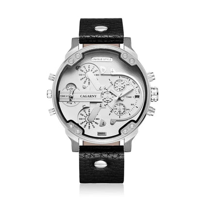 Luxury Top Brand Men's Big Dial Watch | Fashion Leather Band Quartz Wristwatch | Date Function Iced Out Watch | Relogio Masculino 2026 | Caratix - CaratixJewelry