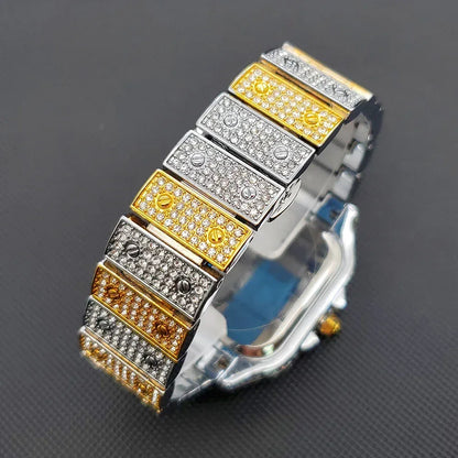Luxury Square Iced Out Watch for Men | Full Quartz Wristwatch | Unique Bling Jewelry Reloj Para Hombre | Caratix - CaratixJewelry
