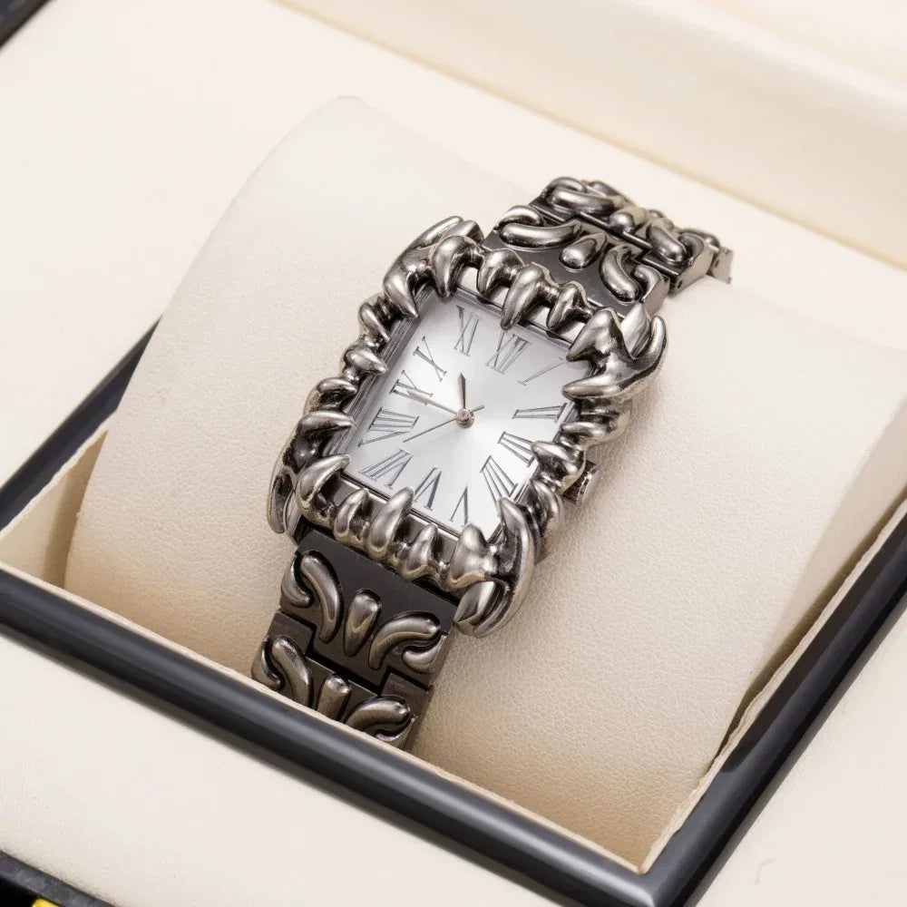 Luxury Claw Design Watch for Men & Women | Square Alabaster Roman Numeral Wristwatch | Iced Out Watch Gift | 2026 Relogio Dropshipping | Caratix - CaratixJewelry