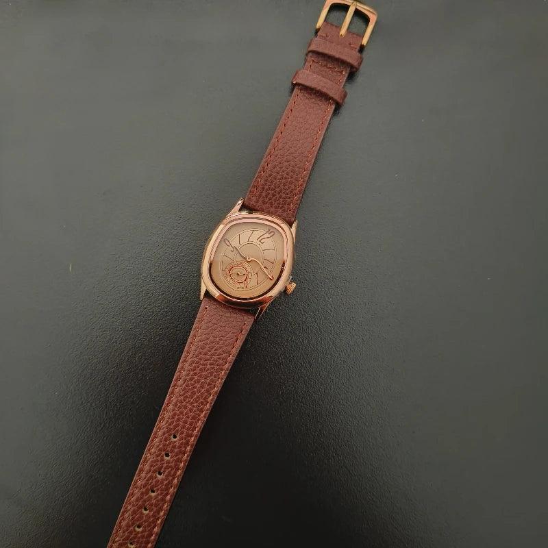Luxury 36mm Twisted Design Watch | Retro Punk Aesthetic Iced Out Watch | Niche Irregular Quartz Timepiece | Unisex Gold Silver Bronze | Caratix - CaratixJewelry