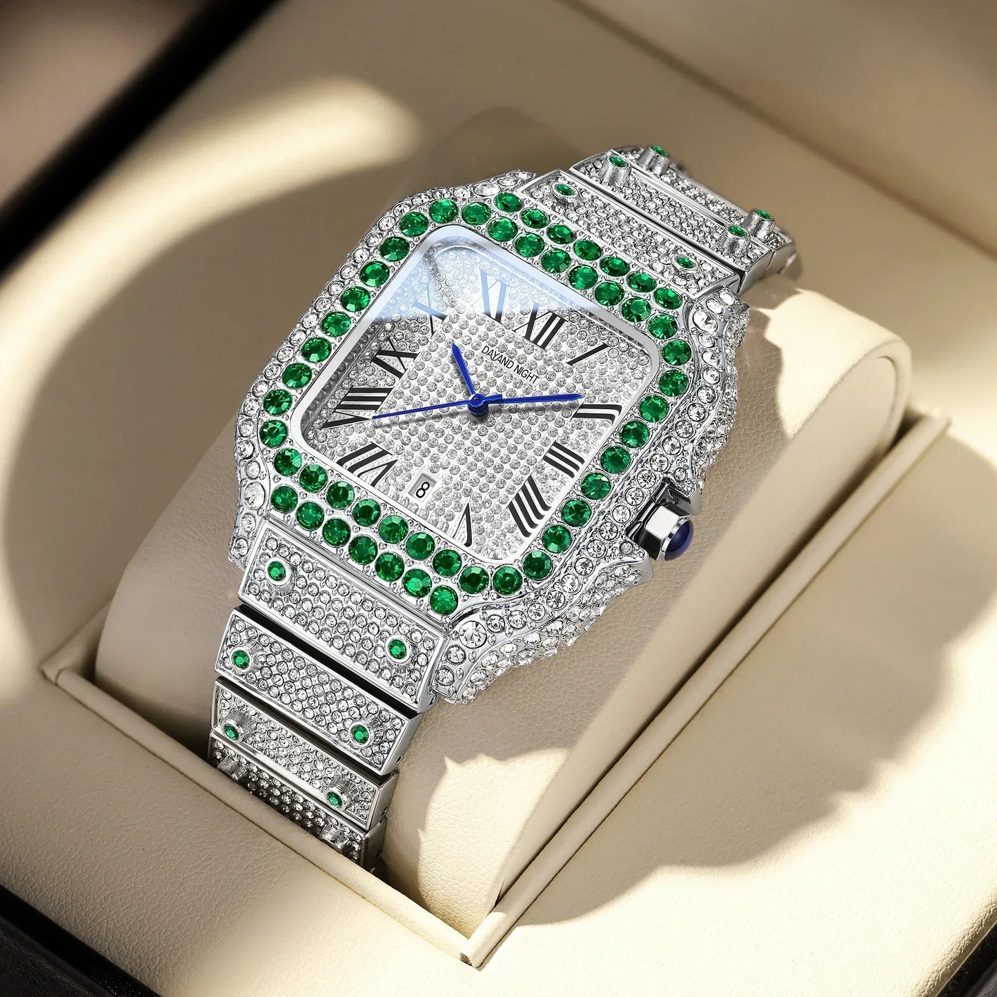Luxury Full Moissanite Iced Out Watch | Men & Women’s Quartz Watch | Roman Numerals Party Clock | Passes Tester | Caratix - CaratixJewelry