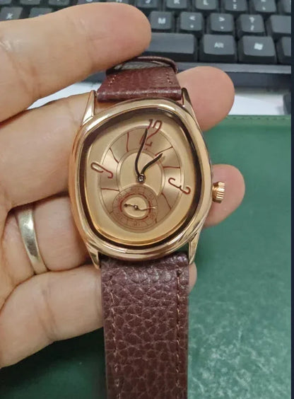 Luxury Twisted Square Watch for Men & Women | Unique Niche Design Iced Out Watch | Classic Retro Quartz Timepiece | Genuine Leather Strap | Caratix - CaratixJewelry