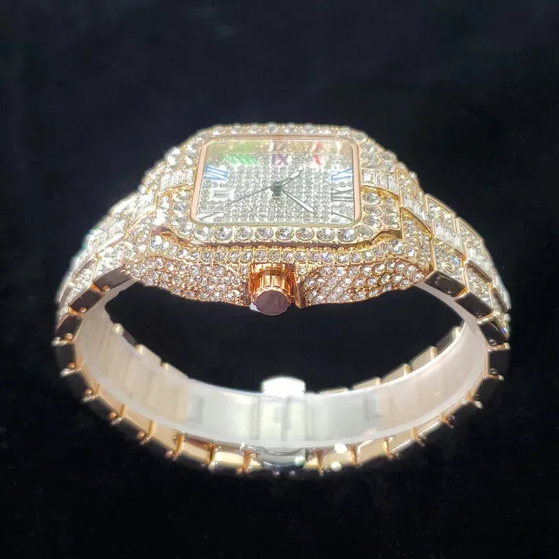 Luxury Rose Gold Square Watch for Men | 2026 New Hip Hop Iced Out Watch | Bling Rap Fashion Relogio Masculino for Party | Caratix - CaratixJewelry