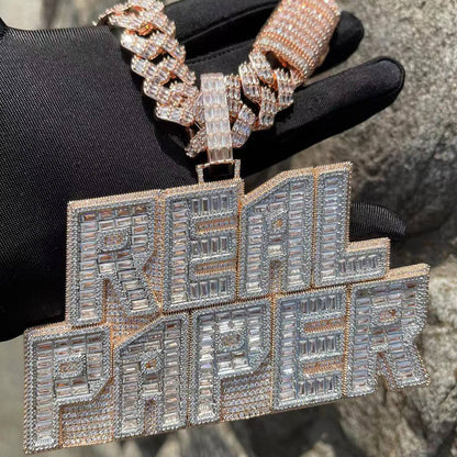 Rich Baguette & Diamond Iced Out Personalized Custom Name Necklace Pendant - Luxury Custom Jewelry