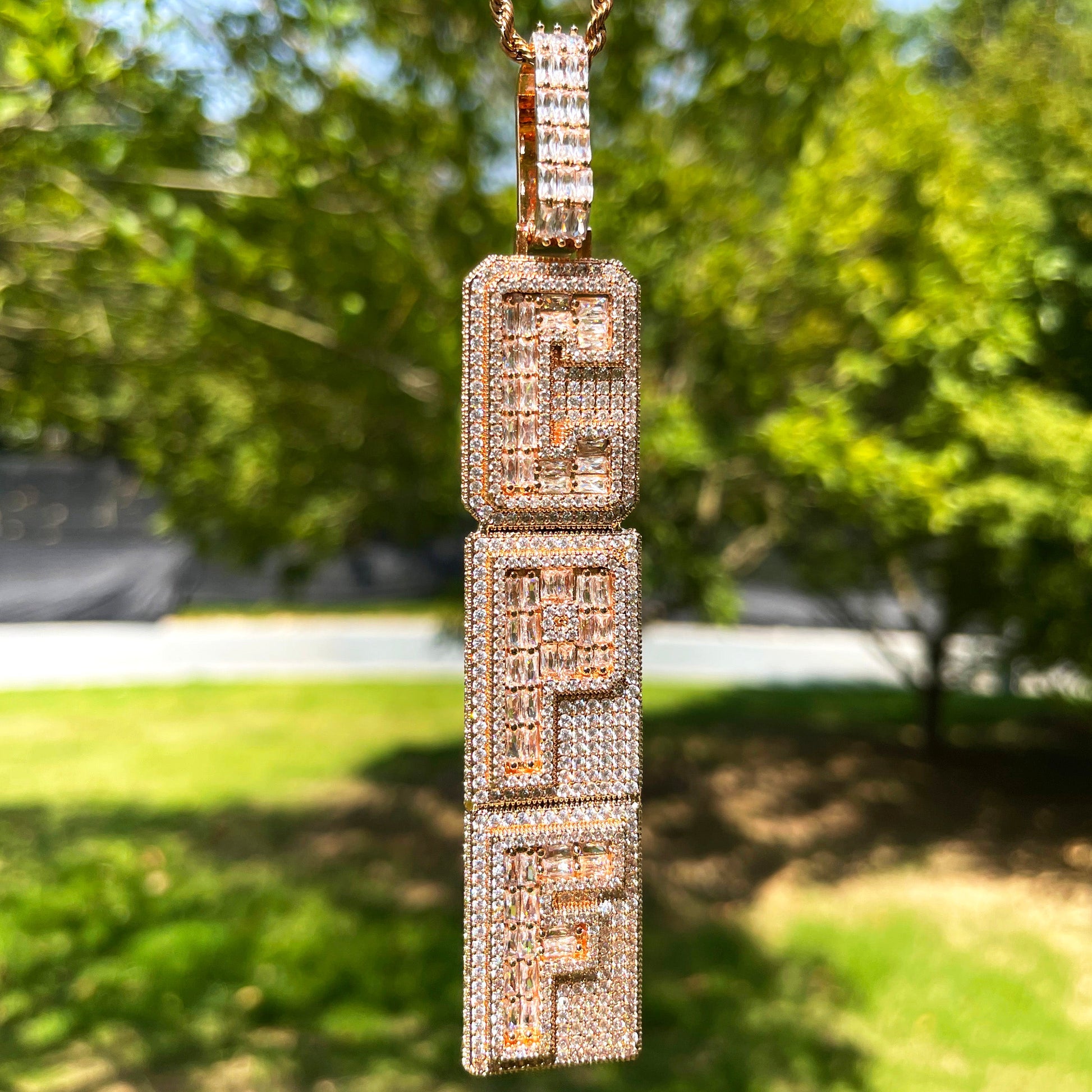 Stacked v2 Iced Out Personalized Custom Name Necklace Pendant 