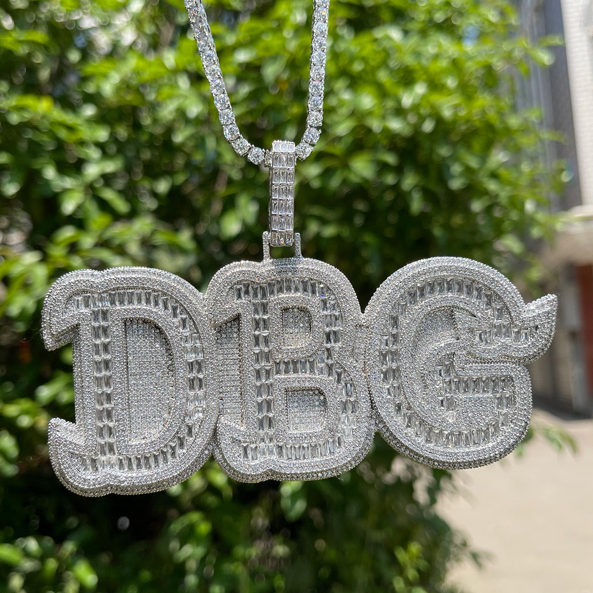 Collar con colgante personalizado con nombre personalizado de Baguettes n Stones Iced Out