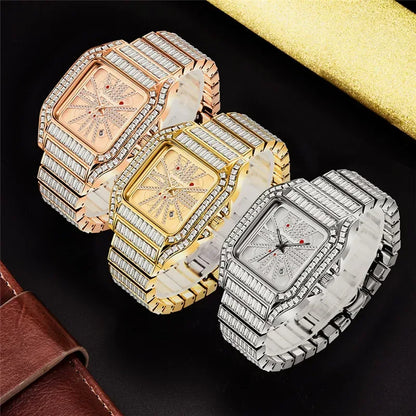 Full Iced Out Watch for Men | Luxury Hip Hop Gold Silver Wristwatch | Calendar Quartz Man Clock | 2026 Relogio Masculino | Drop Shipping | Caratix - CaratixJewelry