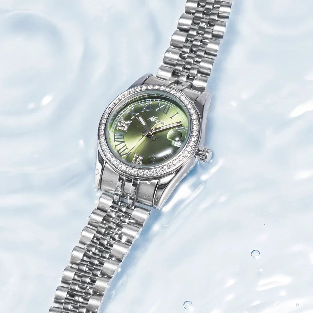 Luxury Women's Stainless Steel Watch | Japan Movement Ladies Quartz Wristwatch | Waterproof Calendar Iced Out Watch | Reloj Mujer | Caratix - CaratixJewelry