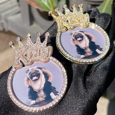 King Crown Bail Custom Photo Pendant Necklace – Iced Out Hip Hop Jewelry - CaratixJewelry