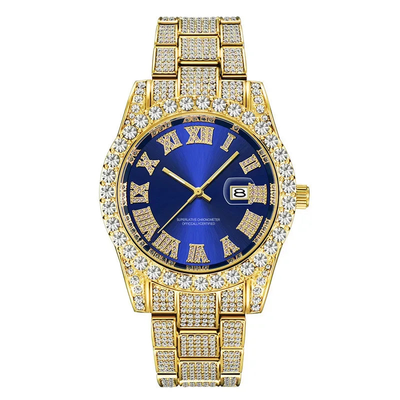 Luxury Top Brand Hip Hop Iced Out Watch | Full Men's Quartz Wristwatch | Reloj Hombre 2026 | Male Gold Clock Gift | Drop Shipping | Caratix - CaratixJewelry