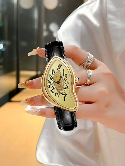 Luxury Alien-Inspired Twisted Men's Watch | Gothic Punk Y2K Iced Out Watch | Vintage Irregular Women's Niche Design | Quartz Punk Clock | Caratix - CaratixJewelry