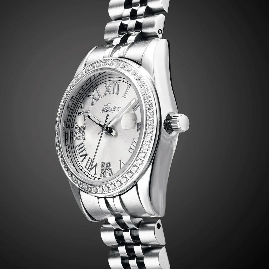 Luxury Women's Stainless Steel Watch | Japan Movement Ladies Quartz Wristwatch | Waterproof Calendar Iced Out Watch | Reloj Mujer | Caratix - CaratixJewelry