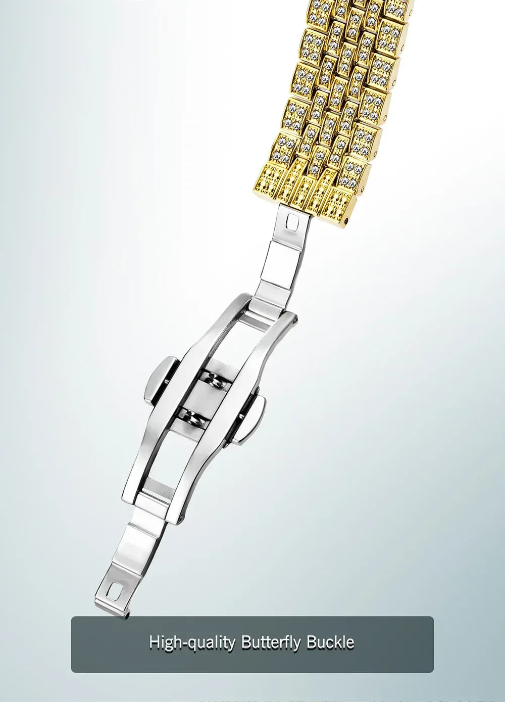Luxury 18K Gold Men's Iced Out Watch | Full Stainless Steel Wristwatch | Luminous Waterproof Calendar Clock | Caratix - CaratixJewelry