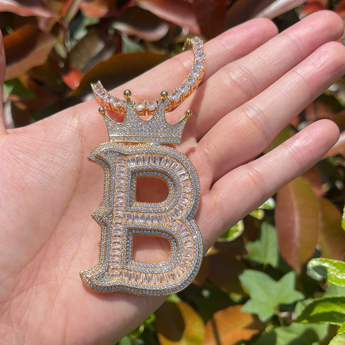 Special Crown Edition Iced Out Initial Custom Name Necklace Pendant - Luxury Custom Jewelry