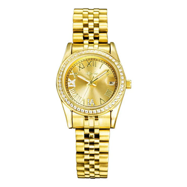 Luxury Women's Stainless Steel Watch | Japan Movement Ladies Quartz Wristwatch | Waterproof Calendar Iced Out Watch | Reloj Mujer | Caratix - CaratixJewelry