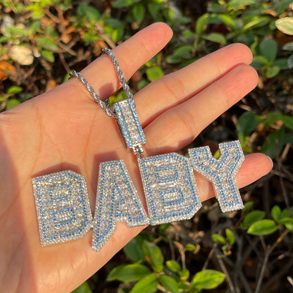 Special Blue Iced Out Personalized Custom Name Necklace Pendant - Luxury Custom Jewelry