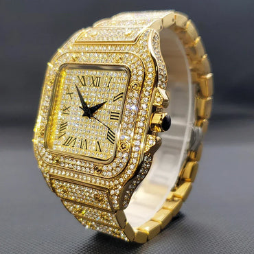 Luxury Square Iced Out Watch for Men | Full Quartz Wristwatch | Unique Bling Jewelry Reloj Para Hombre | Caratix - CaratixJewelry