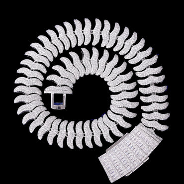 20MM Boomerang Link Iced Out Necklace Chain - CaratixJewelry