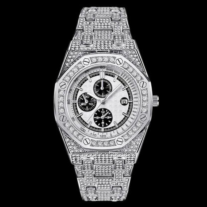 Date Blacked Chronograph Iced Out Diamond Watch – Luxury Hip Hop Jewelry Watch for Men