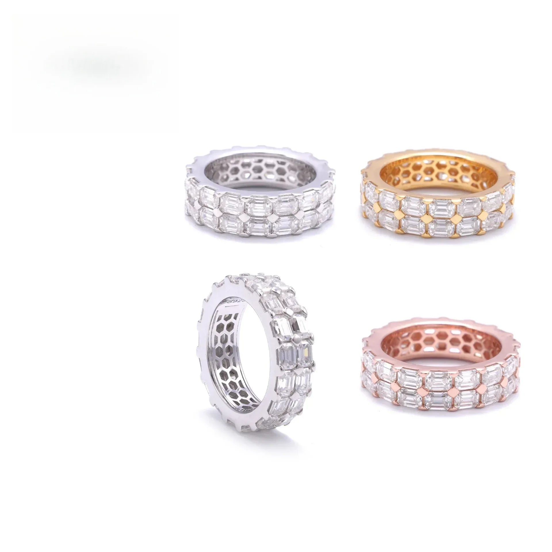 Emerald-Cut Moissanite Ring | S925 Silver Unisex Iced Out Hip Hop Fashion Jewelry - CaratixJewelry