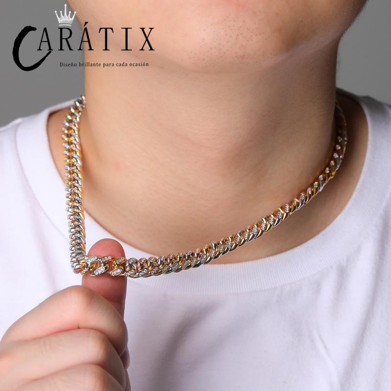 CARÁTIX 10mm Claw Set Cuban Chain | 3A+ CZ Iced Out Hip Hop Necklace for Men