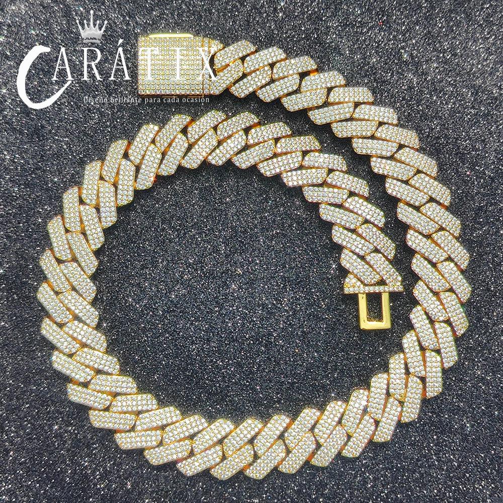 CARÁTIX – 20mm 3-Row Thick Cuban Link Chain Necklace | Bling Iced Hip Hop Jewelry for Men