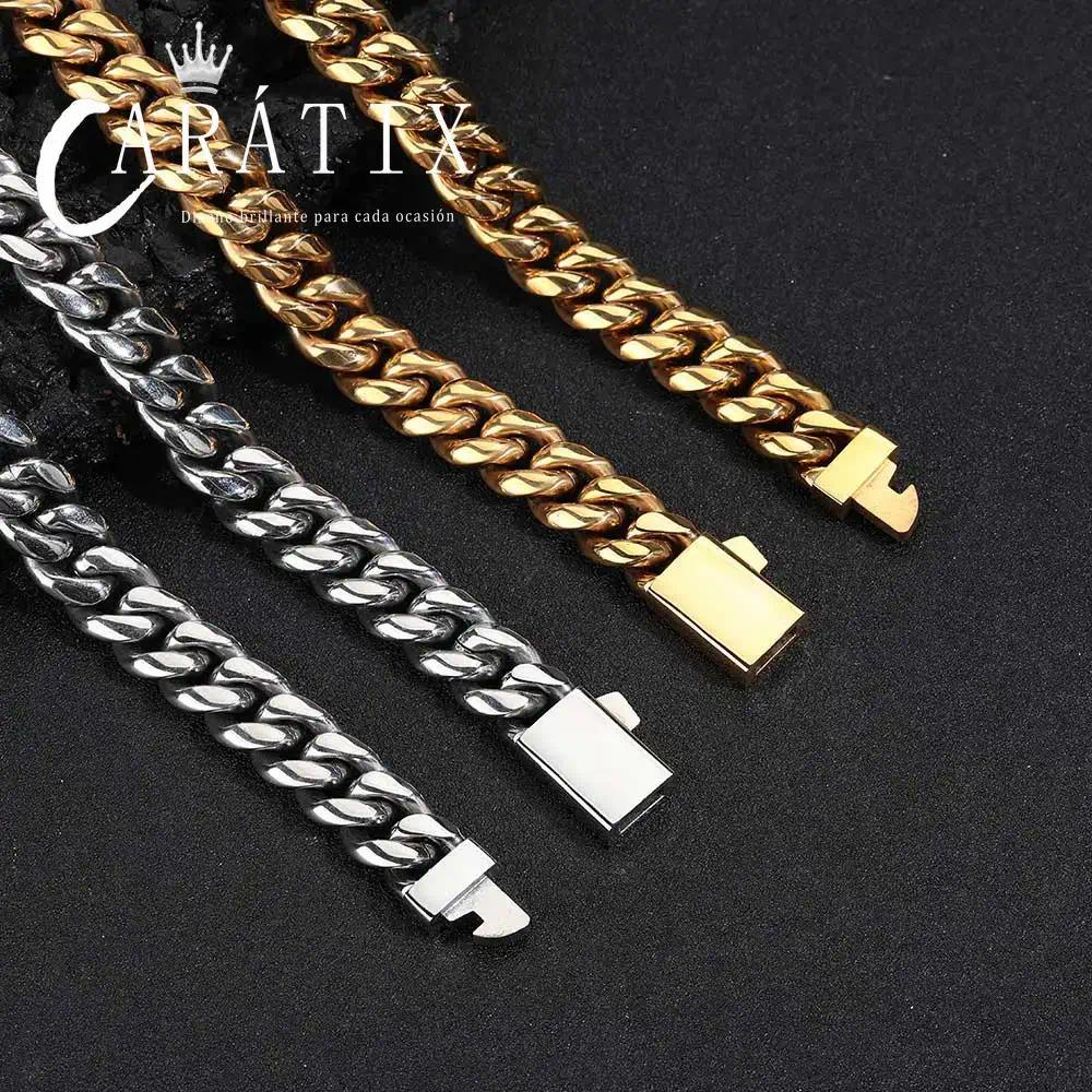 CARÁTIX - NUOYA Custom Logo Stainless Steel Cuban Link Necklace Miami Cuban Link Chain for Men Valentine's Day Gift for Men & Girls & Boys Mothers' Day Gift #Springtok
