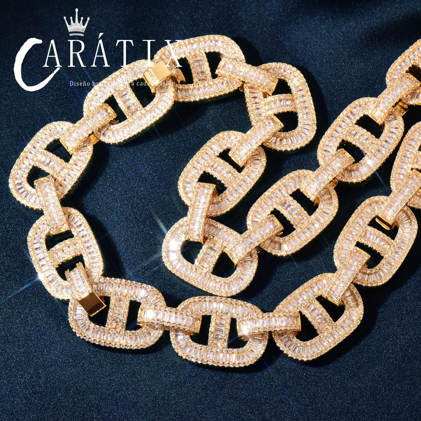 Pig Nose Cuban Chain Necklace for Men | Iced Out Chino Link Hip Hop Jewelry by CARÁTIX